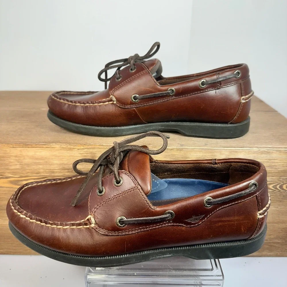 VTG Dockers Boat Shoes Mens SZ 9M Leather Handsewn Deck Shoes Preppy Old Money